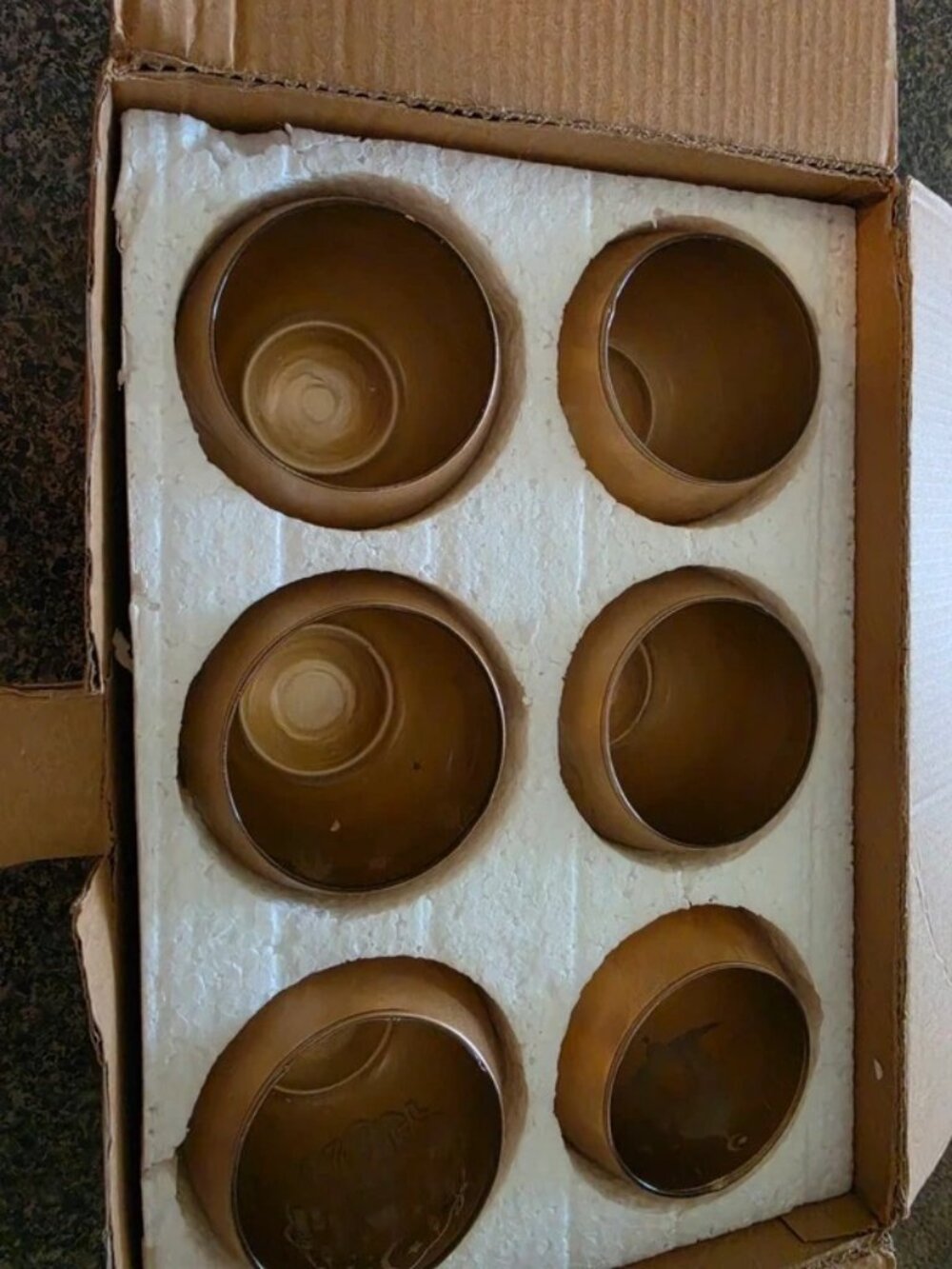 Set of 6 Gold Glass Ramadan Moroccan Round Cutout Tea Light Votive Holders